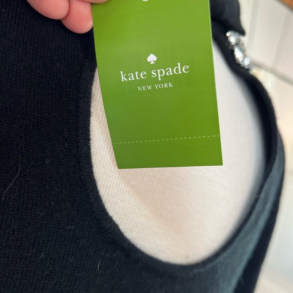 Kate Spade ♠️ Blaze a Trail Black Embellished Necklace Sweater, NWT, Large - Picture 4 of 7